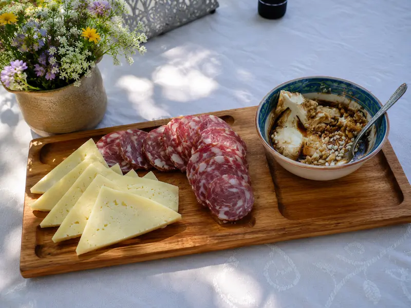 Cold cuts starter served during a countryside day