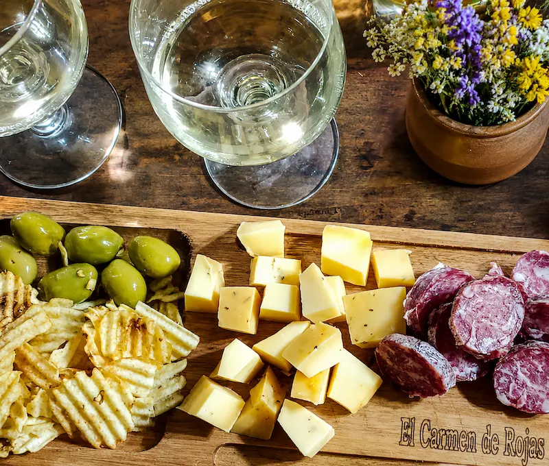 Countryside appetizer platter served on a rustic table