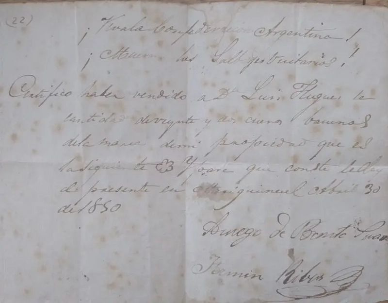 Note found at Estancia El Carmen de Rojas